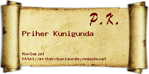 Priher Kunigunda névjegykártya